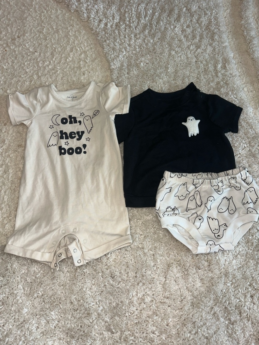 Cat & Jack Baby 3-Piece Ghost Set - White & Black Halloween